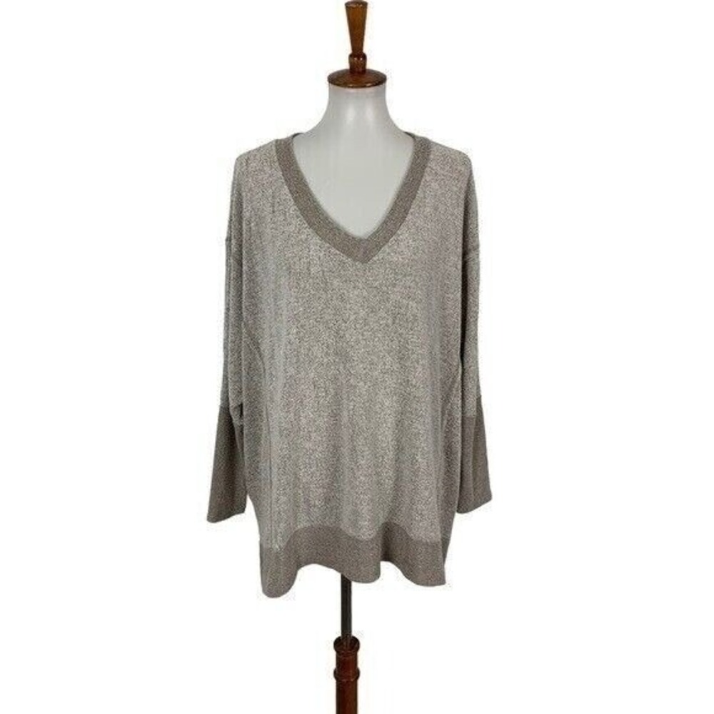 Gaudie Cream Long Sleeve Top Large Flowy Soft Knit Minimalist Style
